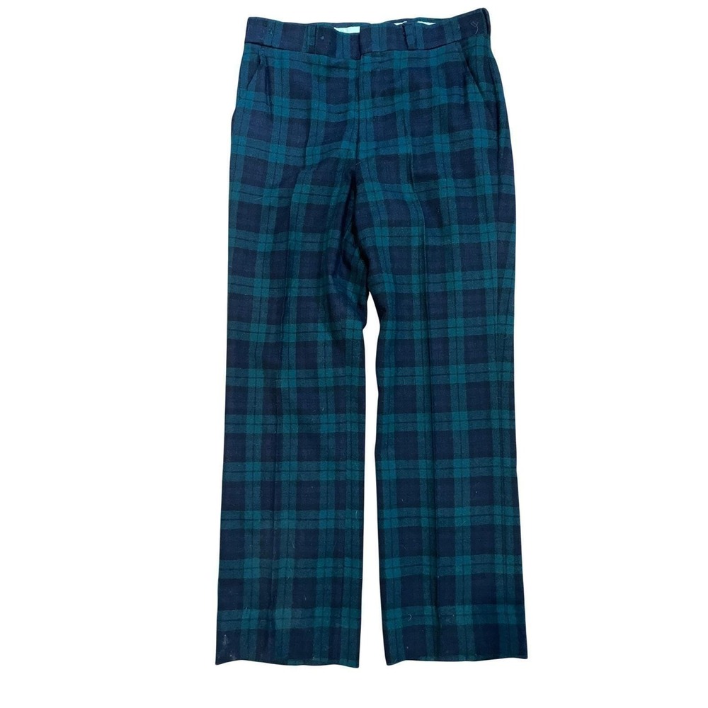 Pendleton Pants Mens 34x31 Green Wool Black Watch Tartan Vintage Preppy Classic